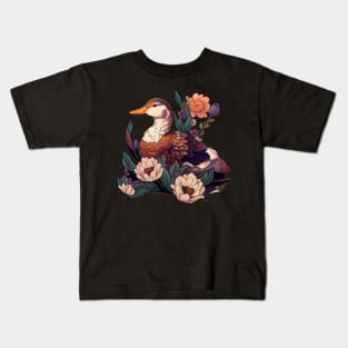 Flower Duck Aesthetic Kids T-Shirt